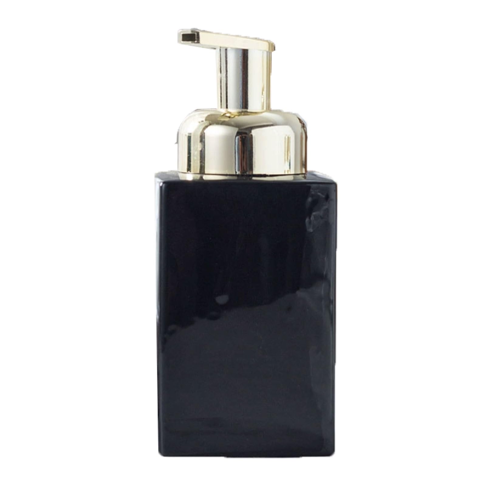 14.2oz Ceramic Soap Dispenser Ribbed Bottle Mouth, Plastic Spray Tip, Countertop Lotion for Sink Bathroom(Nero)