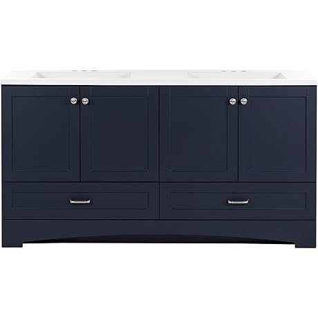 Spring Mill Cabinets Emlyn 60 Inch Bathroom Vanity with 2 Drawers, 2...
