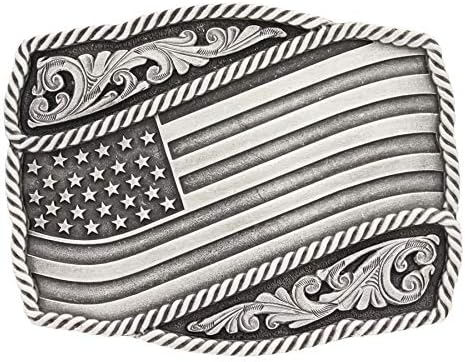 Montana Silversmiths Classic Impressions Waving American Flag Attitude Buckle