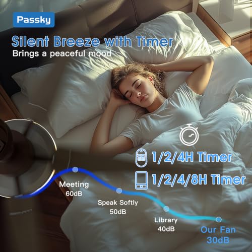 Image of Passky 60 Inch Brown Sleek Ceiling Fans with Lights, Remote Control | 3-color dimmable light, quiet reversible DC motor, easy install, memory, Timer, APP, bedroom, covered outdoor areas