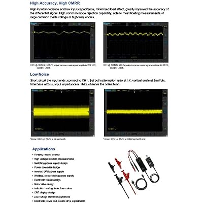 Micsig Oscilloscope HV Probe MDP Series MDP1500 100Mhz High Voltage Differential Probe BNC Interface Dual Range Selection Quick Zero USB Power Supply(MDP1500)