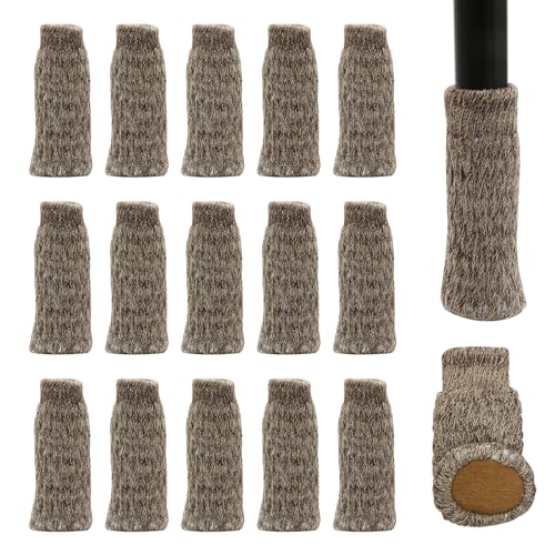 16 Stück Stuhlbeinsocken mit Filzpads doppellagige rutschfeste Strickstiefeletten für Zuhause Schule Büro Bibliothek (Khaki)