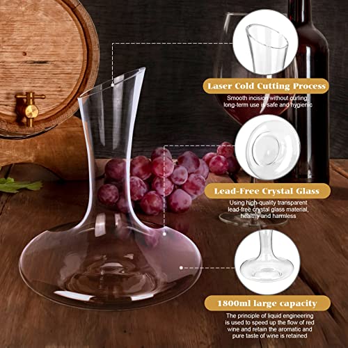 Mwni Wine Decanters And Carafes,Lead-Free Crystal Wine Decanter Set With Stopper And Brush,Used As Wine Aerator,Wine Carafe,Red Wine Decanter, Glass Decanter Wine Accessories, Wine Gifts(1800Ml) #TOP2