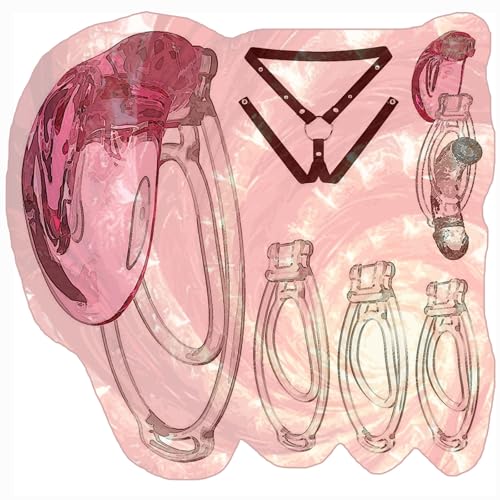 3 Sizes Male Lightweight Protection Clips with 1 Soft Cover and Adjustable Belt, Popular Protection Cage Accessories Set for Men -LA40USW (A:Pink-Transparent)