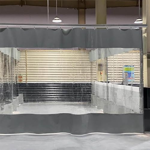 Paneles laterales impermeables de 0,3 mm de grosor, lona transparente de vinilo gris con ojales, para cortinas de división de cenador al aire libre