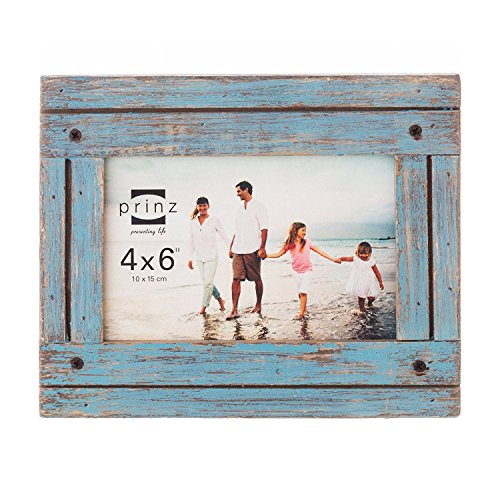 Prinz Homestead Distressed Wood Picture Frame, for 4x6 Photos, Wall or Tabletop Display, Blue