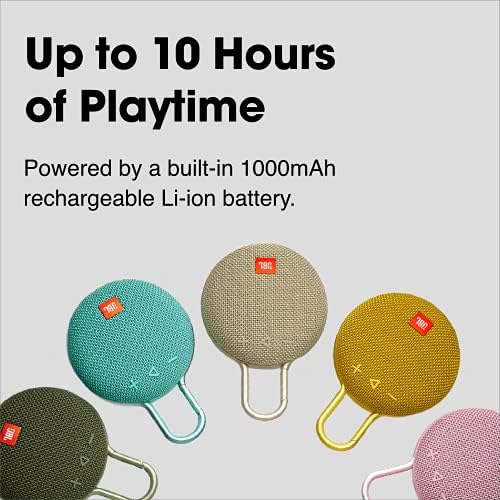 JBL Clip 3, Fiesta Red - Waterproof, Durable & Portable Bluetooth Speaker - Up to 10 Hours of Play - Includes Noise-Cancelling Speakerphone & Wireless Streaming - 3