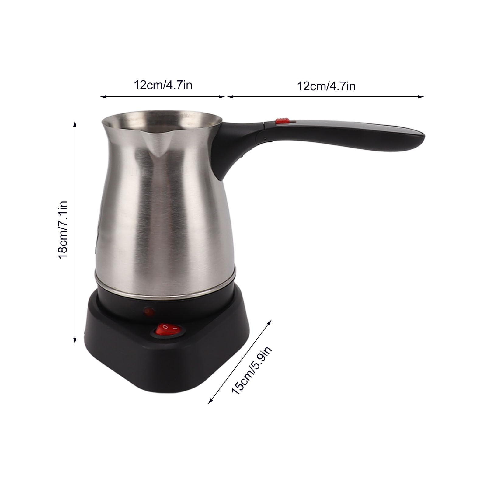 Zerodis Cafetera Turca Auténtica Cafetera Turca Eléctrica de 500 Ml y 600 W con Mango Plegable Antiescaldaduras Disfrute de un café Turco Rico y Aromático en Casa