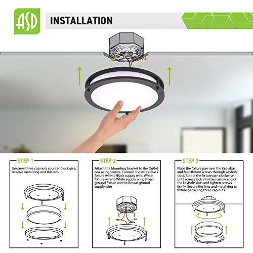 Asd 12 Inch Flush Mount Ceiling Light, Led Dimmable Close To Ceiling Light Fixture For Kitchen Hallway Laundry, Oil Rubbed Bronze, 15W (120W Replacement), 1050 Lm, 3000K, Energy Star, Etl #TOP5