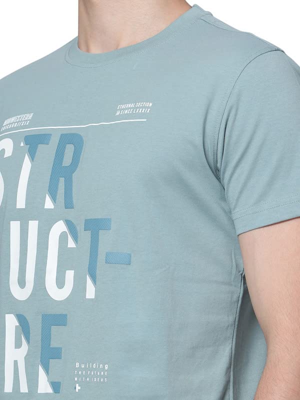 Image of Cantabil T-Shirt for Men l Breathable & Soft with Color Fastness Regular Fit Round Neck Cotton Blend Fabric Solid Pattern