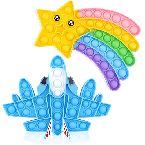 SYAEQ 2PCS Push Bubble Pop Fidget Sensory Toy, Autism Special Needs Silicone Stress Reliever Toy,...