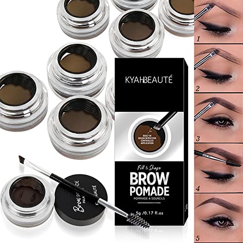 Fill And Frame Eyebrow Pomade Kit, Long Lasting And Waterproof Eyebrow Gel Makeup Set With Dual-Ended Brush And Brow Trimmer, Tinted Eyebrow Cream For Delicate And Smooth Brow, 5G/0.17Oz (Ebony) #TOP5