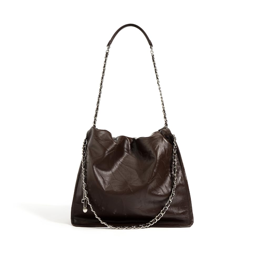 Torebka damska Skóra bydlęca Worek na śmieci z łańcuszkiem Duża pojemność Pojedyncza torba na ramię Torba crossbody Torba damska/264 (Size : Coffee)