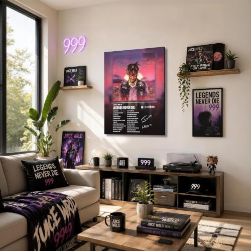 Image of Juice WRLD Canvas Wall Art, Rapper Collage Poster Print, Hip Hop Music Artwork for Bedroom Studio Gaming Room Decor, Vibrant Album Cover Picture Print Framed Music Wall Painting 20X24