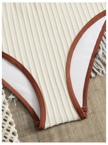 GORGLITTER Girl's 3 Piece Swimsuits Contrast Binding Halter Triangle Bikini with Crochet Cover Up Pants3