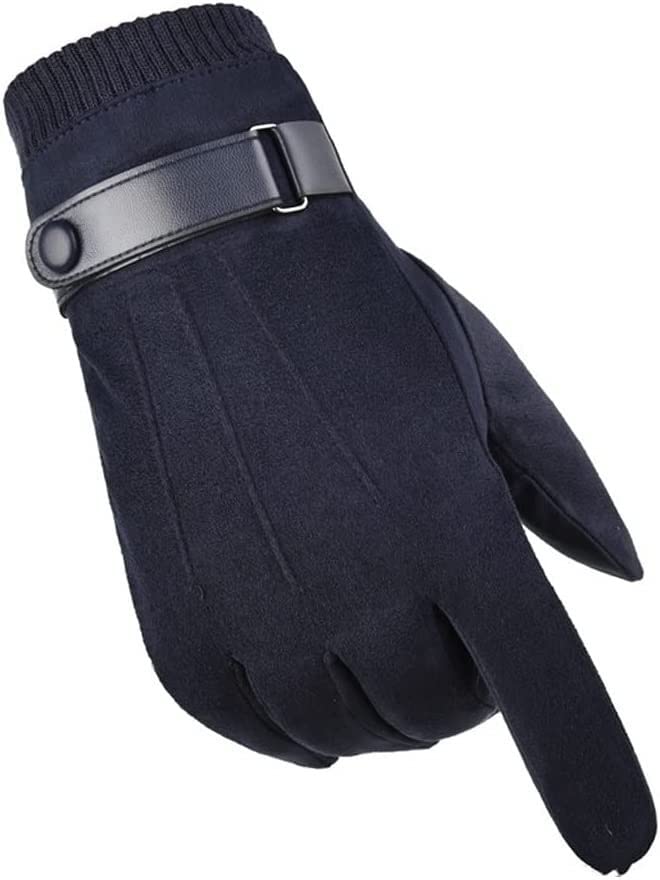 Guantes de equitación para hombre, piel de terciopelo, pantalla táctil, más terciopelo, gruesos, otoño e invierno, cálidos, para conducir, deportes al aire libre