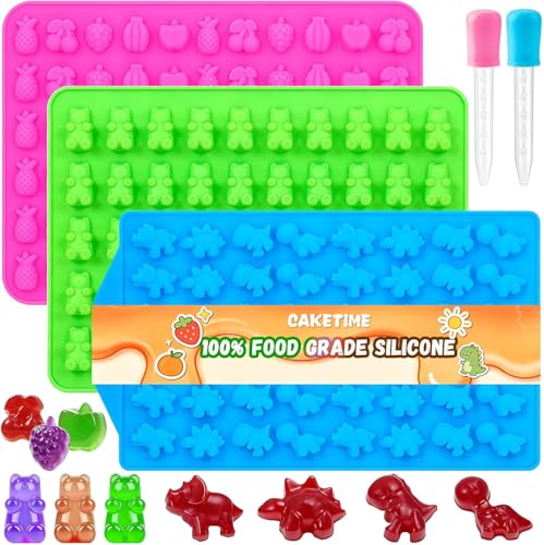 Gummy Candy Molds with 2pcs Droppers Silicone Chocolate Molds 3 Pack