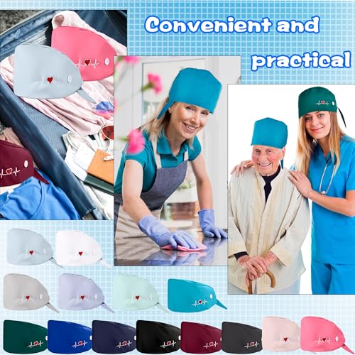 14 Pcs Bouffant Nursing Hats Scrub Caps Ajustables de Algodón miniatura 4