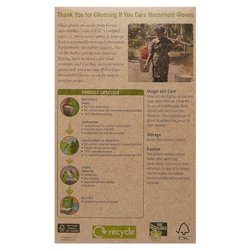Image of If You Care Medium Cotton Flock Lined Household Gloves - Durable, Reusable, Fair Trade Rubber - 1 Pair