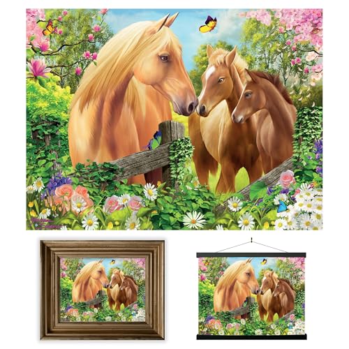 3D LiveLife Lenticular Pictures - Greener Pastures from Deluxebase. 12x16in Unframed Deep 3D Effect Animal Wall Art for Living Room, Bedroom or Kitchen. Unique Horse Print Poster for Home Decor.