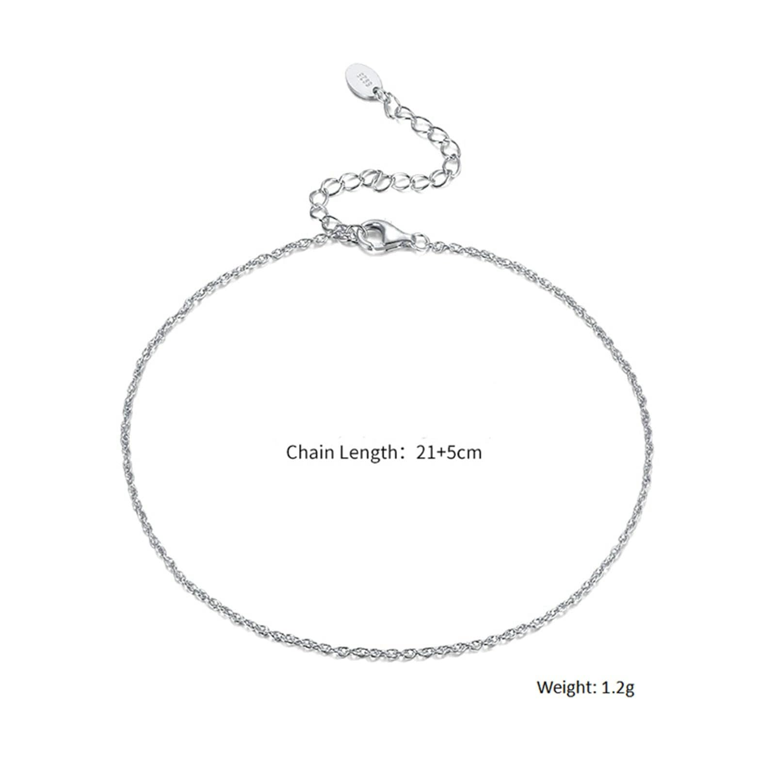 Cavigliera da donna in oro bianco 750 18 carati, collana alla caviglia in oro bianco 18 carati, classica estiva per le vacanze, per donne e ragazze