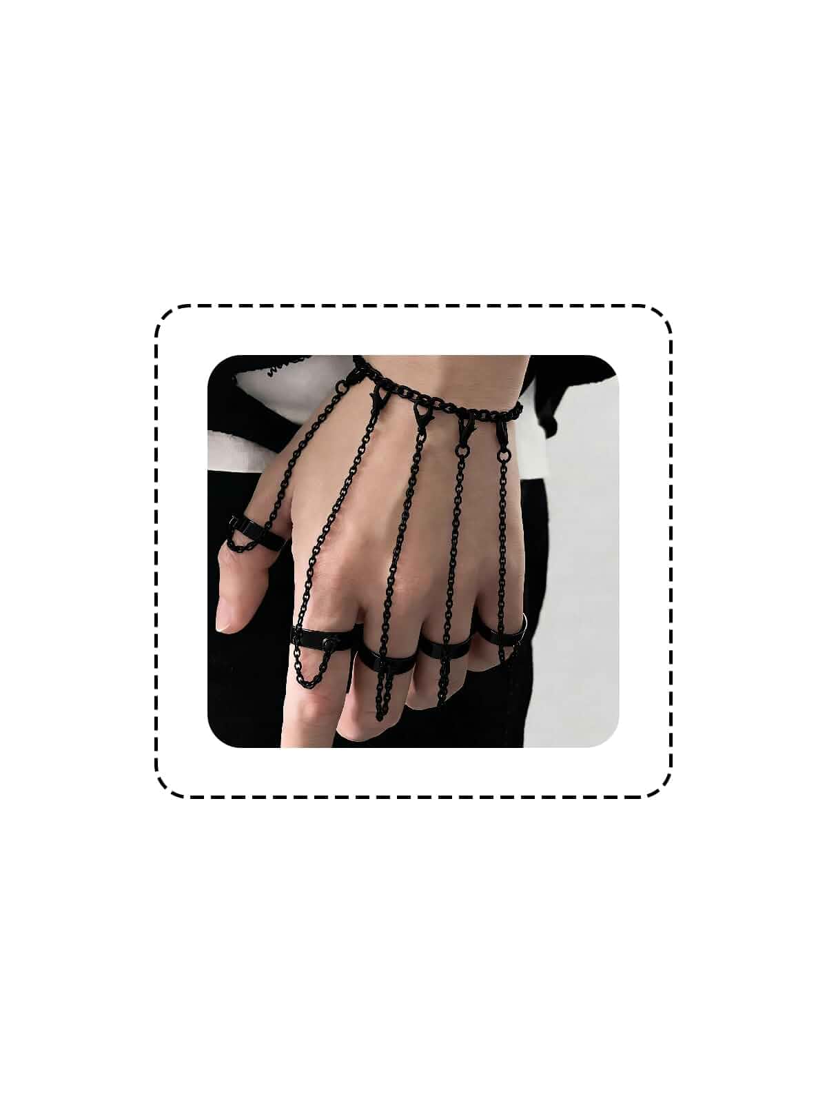 Punk Chain Tassel Bracelet with Slave Finger Rings, Gothic Hand Harness & Kurapika Chain Hand Chain Jewelry for Women and Men