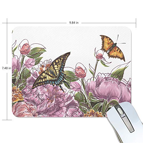 Preisvergleich Produktbild Malpela Mauspad mit Schmetterlingen und Blumen, hochwertig, texturiert, rutschfeste Gummiunterseite, für Laptop, Computer und PC
