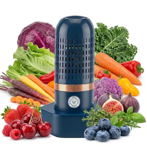 Purepod Produce Cleaner - Portable Fruit and Vegetable Washing Machine Cordless OH-ion Purifier IPX7 Waterproof (Blue)