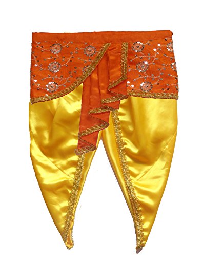 Image of Pakhi Little Krishna Dress For Kids - Yellow Set with Red Fan - Superior
