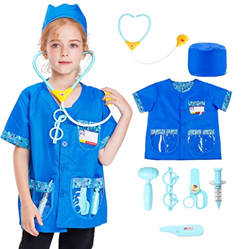 Ikali Kids Veterinarian Role Play Costume Dress-Up Set (9 Pcs), Doctor Costume Halloween Career Suit Outfit, Party Birthday Gift For 3 4 5 6 7 8 Year Old Boy Girl #TOP13