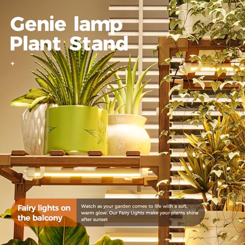 Image of Bamworld Plant Stand with Grow Lights for Indoor Plants 11 Potted Corner Plant Shelf with Plant Lights for Indoor Growing