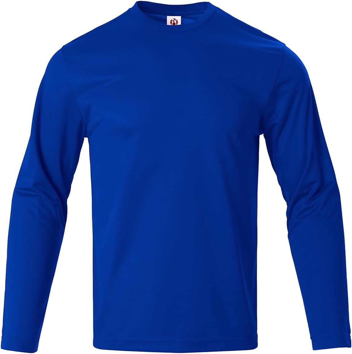 Mens Long Sleeve Shirts Quick Dry Crew Neck Sun Protection Gym Workout Athletic T-Shirt - Image 3