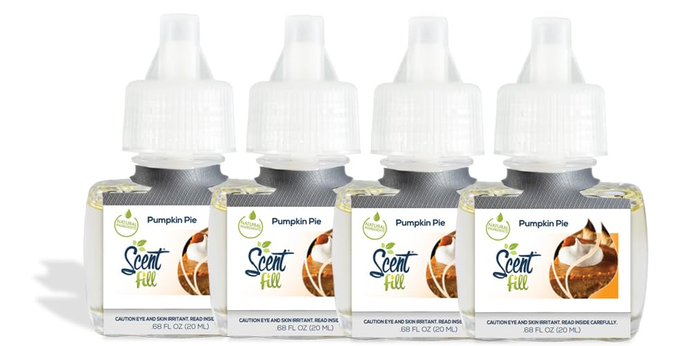 Scent Fill Pumpkin Pie Plug in Air Freshener, 4 Scented Oil Refills
