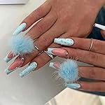 Magrace Press on Nails Long Fake Nails French Tips False Nails with Designs 24 pcs Stick on Nails for Women