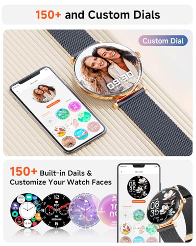 Image of Hwagol Smart Watches for Women with Android iPhone Compatible[Calls /Metal Thin Body],1.43 inch Micro-Spherical AMOLED Screen,Sports Watch with Sleep /Heart Rate Monitor (BlackGold)
