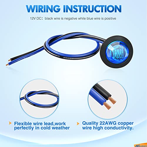 Image of Nilight 3 /4 inch Round LED Clearance Marker Lights,Blue, 10-Pack
