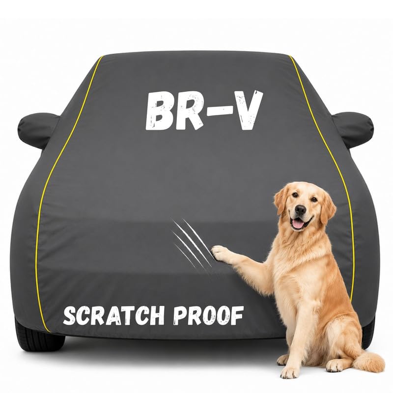 Image of Pure Fabric Grey 100% Waterproof BR-V Car Cover | Polyester Car Body Cover for Rain & Sun | UV Protection, Dustproof, Scratch Resistant, Windproof, Heat Resistant, Custom Fit