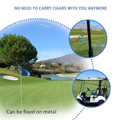 Cigar Clips & Stands For Magnetic Golf Cart, Golf Cart Cigar Holder Clip, Aluminum Alloy Strong Magnetic, Bright Blue Anti Loss, Equipped With Nylon Strap, 2 Pcs. - Image 6