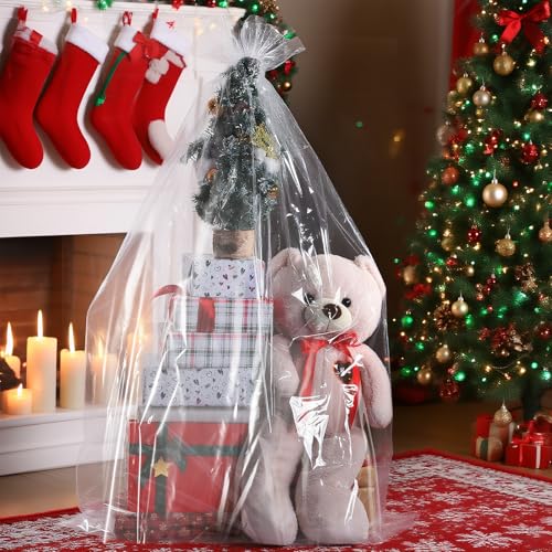 Image of Jumbo Huge Clear Cellophane Gift Bags 50x60 Inch for Large Gift Baskets