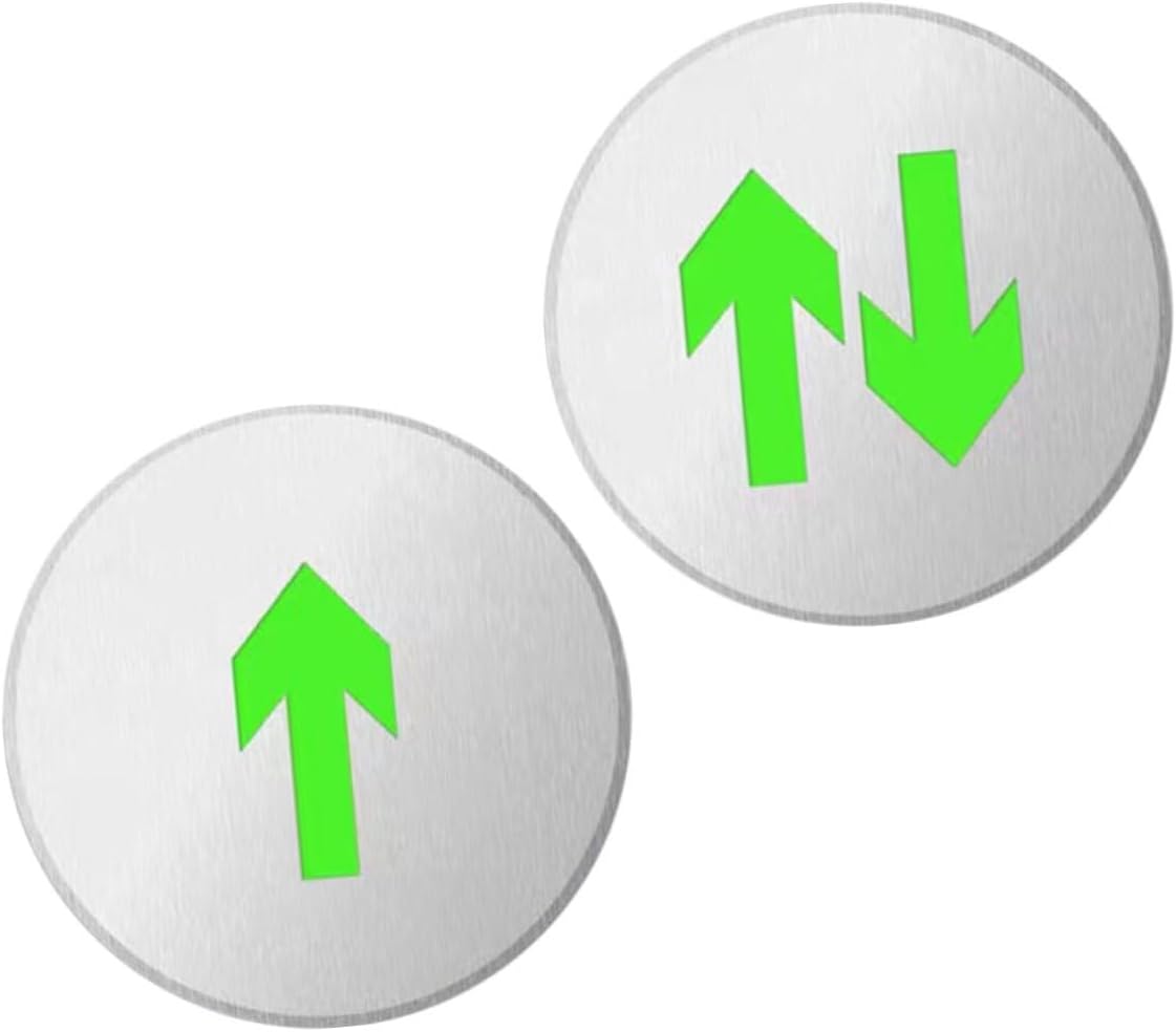Angoily 2pcs Stainless Steel Arrow Floor Sign Dark Exit Sign for Business Led Illuminated