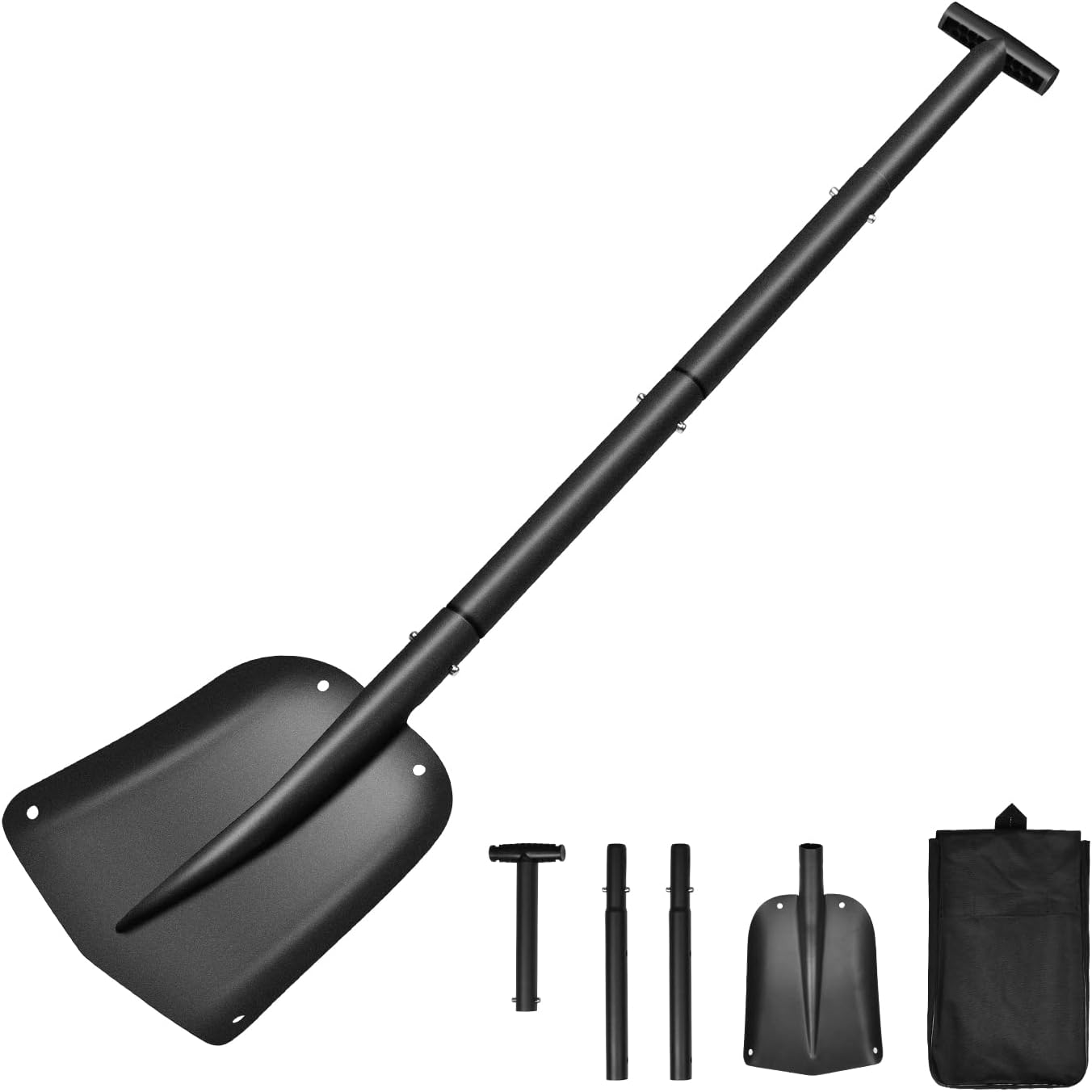 Amazon.co.jp HoldPro 雪かきスコップ 【4段階調節！収納バッグ付き】多用途 車載スコップ スノーショベル 伸縮式