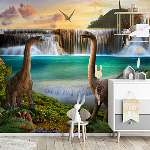 Runa Art Fototapete Dinosaurier 352 x 250 cm Vlies Tapeten XXL Moderne Wandtapete Wohnzimmer Schlafzimmer Grün Blau 9191011a – Ansicht 6