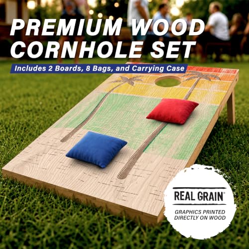 Image of GoSports 4 x 2 ft Regulation Size Wood Cornhole Boards - 10 Vintage Wood Designs (Choose Your Style)