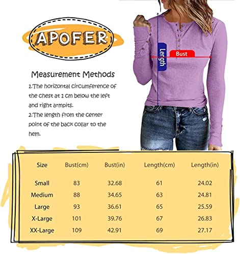 Apofer Womens Long Sleeves Ribbed Knit Tunic Shirts Scoop Neck Button Down Tops Casual Henley Tee Shirt Slim Fit Blouses thumb #2