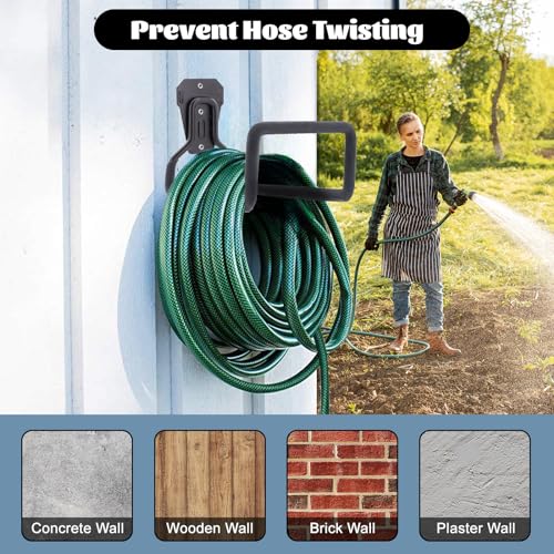 Image of 2 Pack Garden Hose Holder Wall Mounted, Heavy Duty Metal Water Hose Hanger
