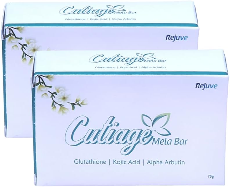 Rejuve Cutiage Mela Soap Bar with Glutathione & Kojic Acid | Gentle Face & Body Cleanser for Daily Use | Supports Even Tone, Reduces Dark Spots and Hyper pigmentation Pack of 2-75g Each