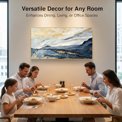 Blue & Gold Mountain Framed Wall Art for Living Room, Abstract Oil Painting with Gold Foil for Bedroom, Modern Luxury Landscape Wall Decor for Office, Framed Ready to Hang 20x40 Inches by Yuhate Art - Used condition - Image 6
