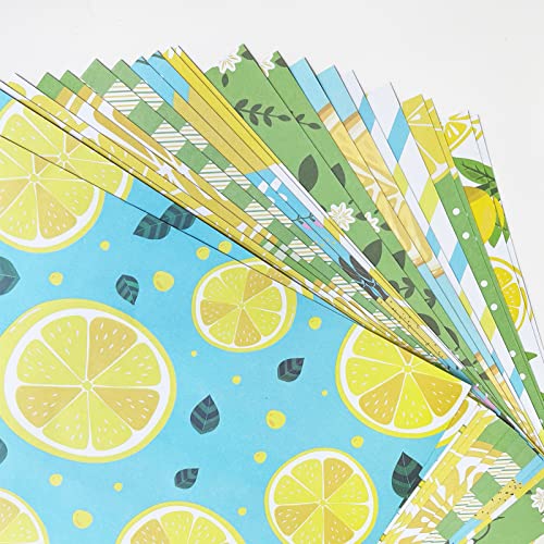 Cieovo 24 Sheet Lemon Plaid Pattern Paper Pack Summer Lemonade Scrapbook Specialty Paper Double-Sided Decorative Craft Paper For Lemon Theme Wedding Bridal Shower Diy Scrapbook Card Making Decoration #TOP3