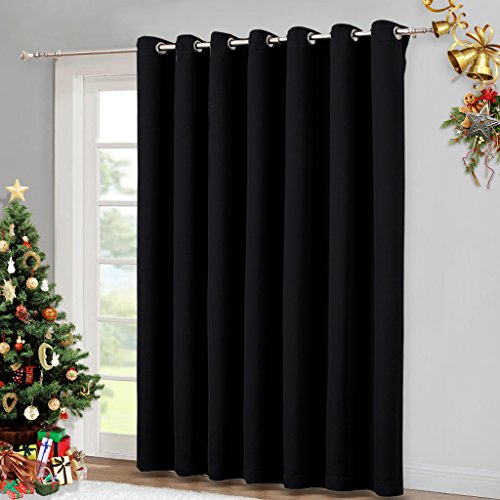 Image of NICETOWN Large Room Separating Divider, Room Divider Curtain Screen Partition, Function Thermal Blackout Noise Reducing Curtain, Sliding Door Insulated Curtain, Black, 12.5ft Wide x 9ft Long
