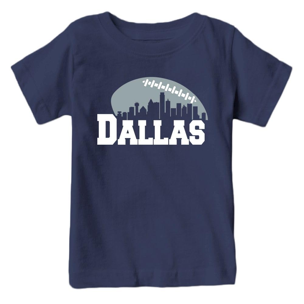 Xtreme Apparrel Dallas Skyline Kid's T-Shirt for Football Fans (Navy Shirt, 2T)